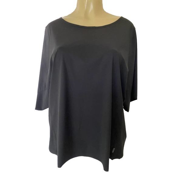 OSKA Oversized Top Blouse Black Short Sleeve Round Neck Lagenlook Relaxe… - Picture 1 of 7